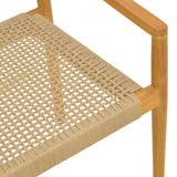 Fotoliu Lengan, lemn teak, cu detalii din frânghie bej, 54x52x80 cm