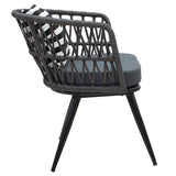 Fotoliu Naoki metal negru-pe Gri-perna, negru/alb, 65x62x77 cm
