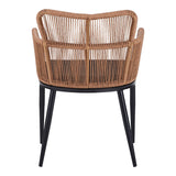 Fotoliu Naoki pe rattan - metal cu finisaj Natural si picioare/perna, negre, 59x62x78 cm