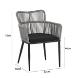 Fotoliu Naoki pe rattan - metal cu finisaj Natural si picioare/perna, negre, 59x62x78 cm