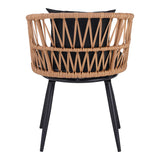 Fotoliu Naoki pe rattan - metal finisaj Natural cu picioare negre/perna, 62x60x80 cm