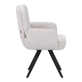 Fotoliu pivotant cu funcție Novo, Stil Modern, Material Bouclé Alb, Picioare Metal, Negru, 66x60x90 cm - BLACK-WHITE