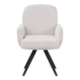 Fotoliu pivotant cu funcție Novo, Stil Modern, Material Bouclé Alb, Picioare Metal, Negru, 66x60x90 cm - BLACK-WHITE