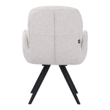 Fotoliu pivotant cu funcție Novo, Stil Modern, Material Bouclé Alb, Picioare Metal, Negru, 66x60x90 cm - BLACK-WHITE