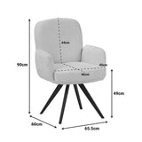 Fotoliu pivotant cu funcție Novo, Stil Modern, Material Bouclé Alb, Picioare Metal, Negru, 66x60x90 cm - BLACK-WHITE
