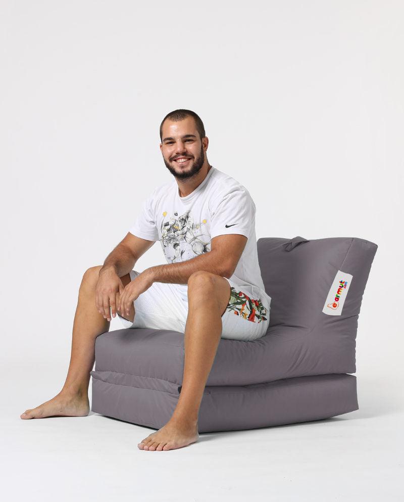 Fotoliu Puf Extensibil, Garden Bean Bag Large, 55x40x40 cm - Gri deschis