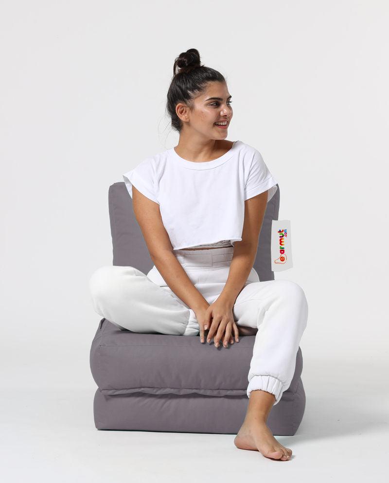 Fotoliu Puf Extensibil, Garden Bean Bag Large, 55x40x40 cm - Gri deschis