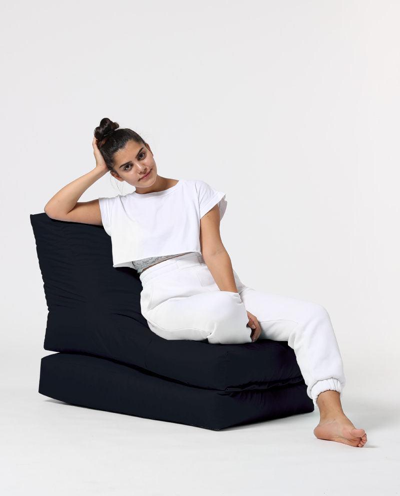 Fotoliu Puf Extensibil, Garden Bean Bag Large, 55x40x40 cm - Negru