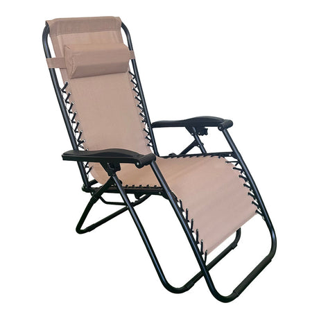 Fotoliu relaxant pliabil Mirka, Metal Negru, Textilenă, Gri, 65x165x110 cm