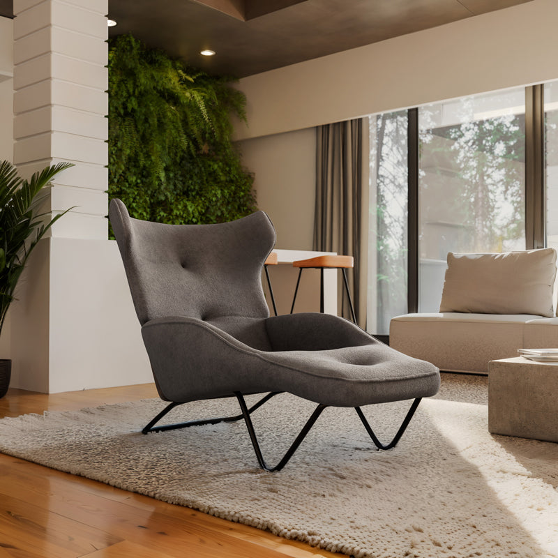 Fotoliu Relax Totely din tesatura de Gri si metal negru cu picior, negru, 74x122x90 cm, imagine suplimentara