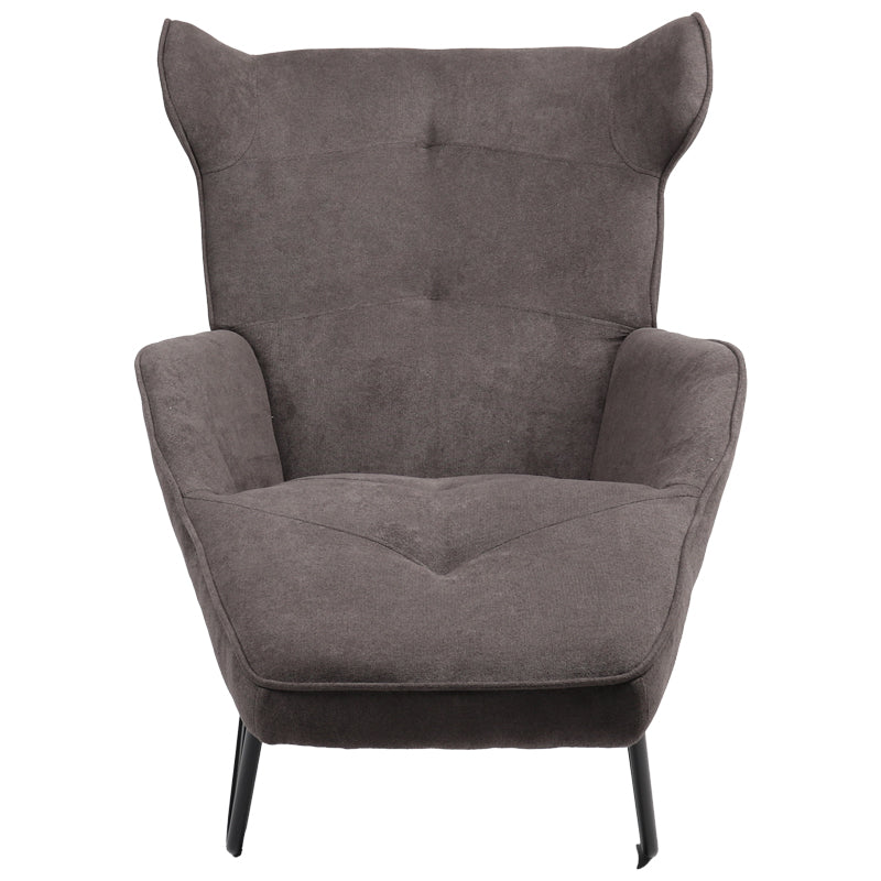 Fotoliu Relax Totely din tesatura de Gri si metal negru cu picior, negru, 74x122x90 cm, foto produs