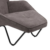 Fotoliu Relax Totely din tesatura de Gri si metal negru cu picior, negru, 74x122x90 cm