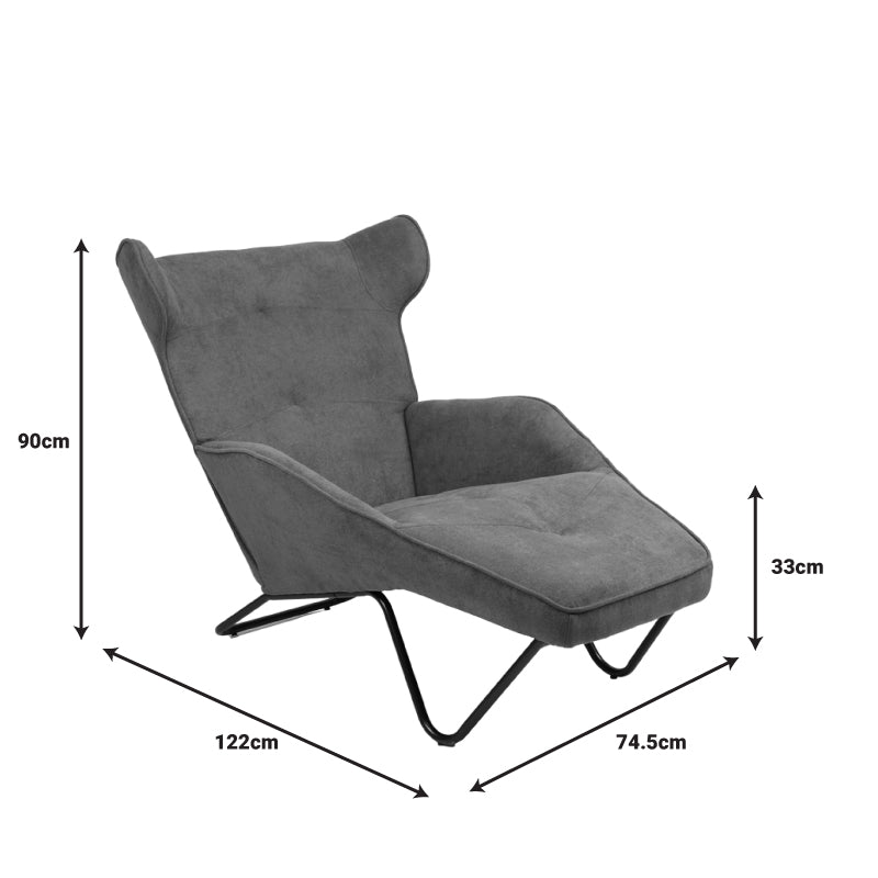 Fotoliu Relax Totely din tesatura de Gri si metal negru cu picior, negru, 74x122x90 cm, foto produs 8