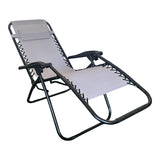 Fotoliu relaxant pliabil Mirka, Metal Negru, Textilenă, Gri, 65x165x110 cm - Gri