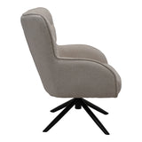 Fotoliu rotativ cu funcție Fremilia, Stil Modern, Material Țesătură, Gri-Bej, 75x80x94 cm