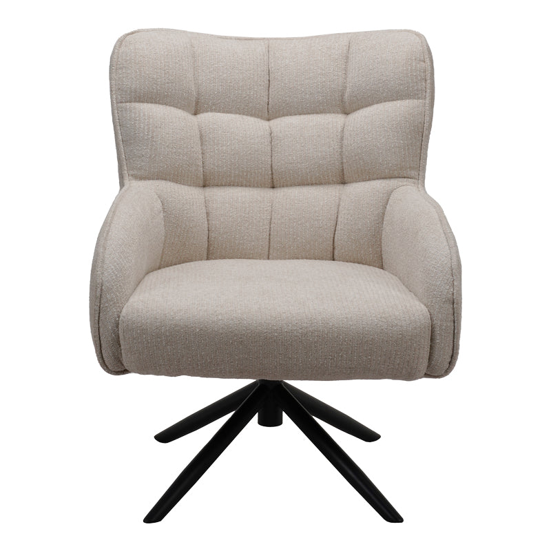 Fotoliu rotativ cu funcție Fremilia, Stil Modern, Material Țesătură, Gri-Bej, 75x80x94 cm