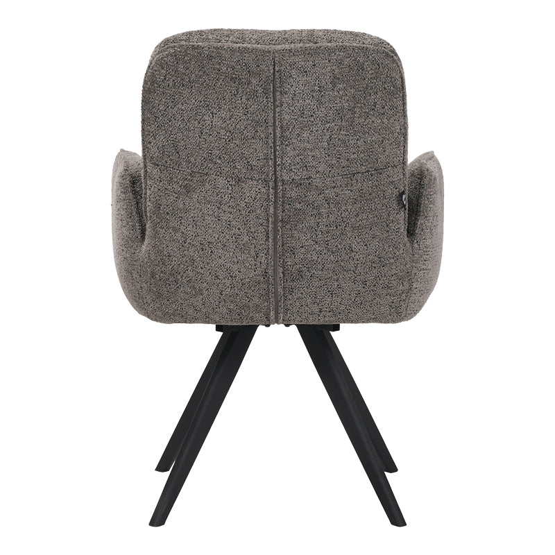 Fotoliu pivotant cu funcție Novo, Stil Modern, Material Bouclé Alb, Picioare Metal, Negru, 66x60x90 cm - BLACK - GREY