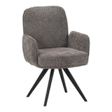 Fotoliu pivotant cu funcție Novo, Stil Modern, Material Bouclé Alb, Picioare Metal, Negru, 66x60x90 cm - Fotoliu pivotant cu funcție Novo, Stil Modern, Material Bouclé Alb, Picioare Metal, Negru, 66x60x90 cm