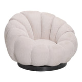 Fotoliu rotativ cu taburet Nester boucle, bej, 98x97x69 cm
