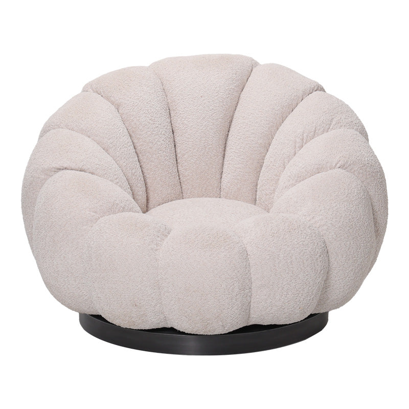 Fotoliu rotativ cu taburet Nester boucle, bej, 98x97x69 cm