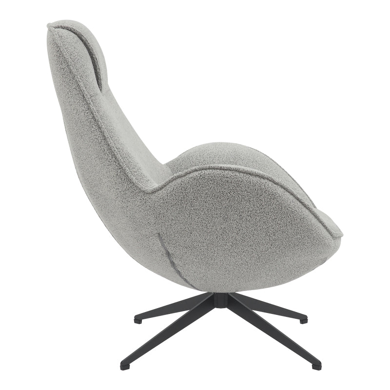 Fotoliu rotativ Flago boucle tesatura, Gri deschis, 85x88x104 cm, detaliu produs