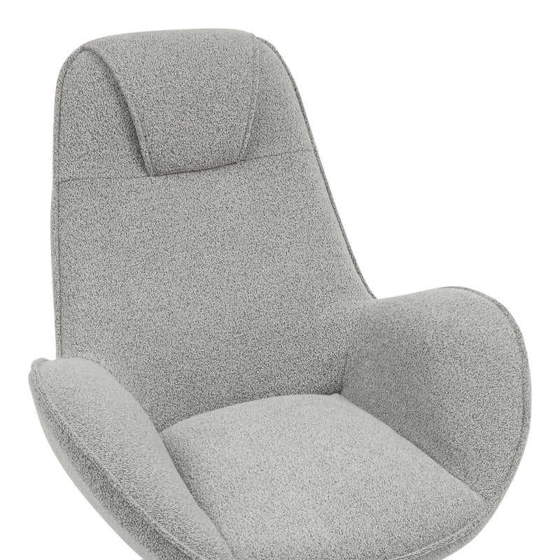 Fotoliu rotativ Flago boucle tesatura, Gri deschis, 85x88x104 cm