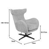 Fotoliu rotativ Zefrina, Tesatura, 77x82x100-107 cm - Gri-Bej