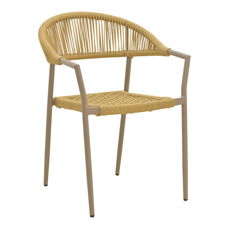 Scaun exterior Ammos, aluminiu si franghie PE, 56x62x82 cm - Maro