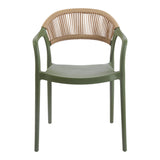 Fotoliu stivuibil Ankara, ratan -PE, alb-natural, 54x55x77 cm - Verde