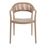 Fotoliu stivuibil cu design ratan PE, Model Ankara, moka-natural, Maro, 54x55x77 cm