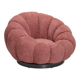 Fotoliu swivel cu taburet Nester, Boucle, Mar Putred, Roz, 98x97x69 cm