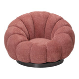 Fotoliu swivel cu taburet Nester, Boucle, Mar Putred, Roz, 98x97x69 cm