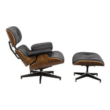 Fotoliu-taburet relax Eames, Negru - Nuc, 82x92x82 cm - Nuc