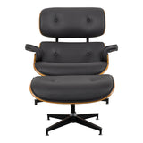 Fotoliu-taburet relax Eames, Negru - Nuc, 82x92x82 cm - Nuc