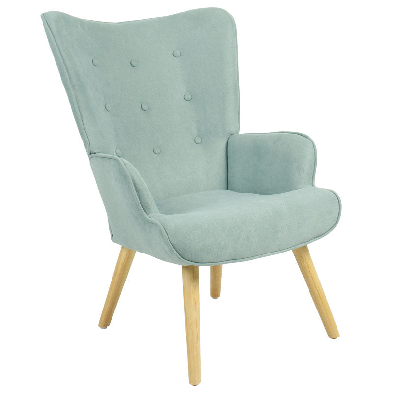 Fotoliu Tesatura fluffy verde aprins-Natural, 75x69x96 cm