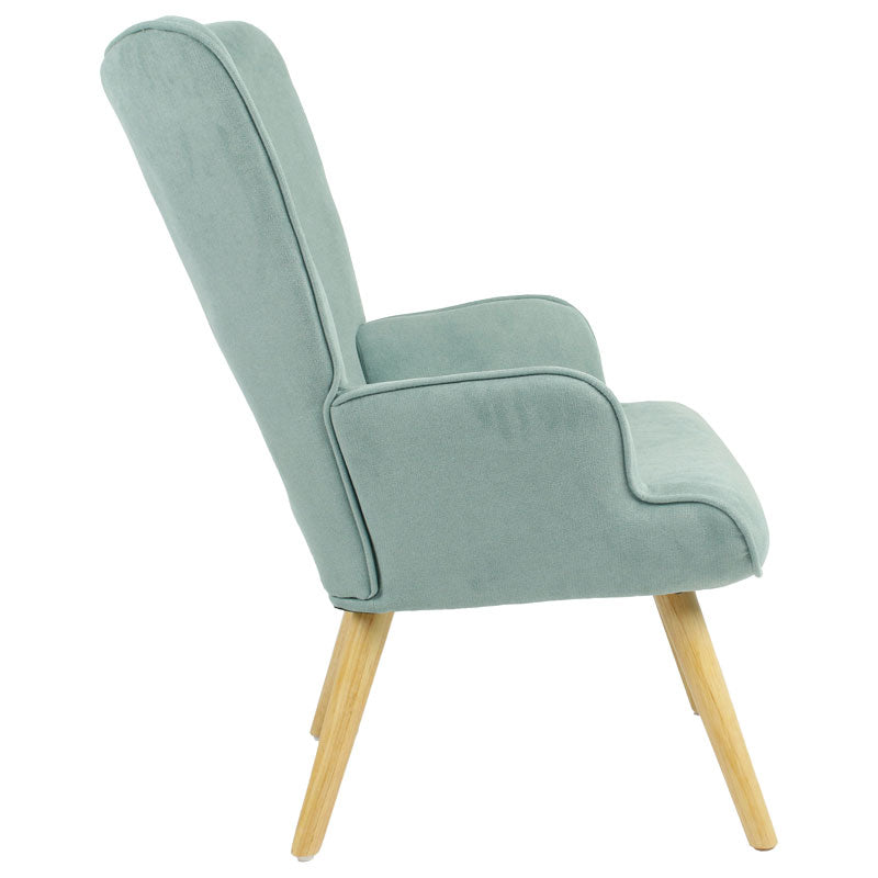 Fotoliu Tesatura fluffy verde aprins-Natural, 75x69x96 cm
