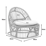 Fotoliu de relaxare Tromso, rattan negru, perna, Natural - Negru, 80x85x98 cm - Natur