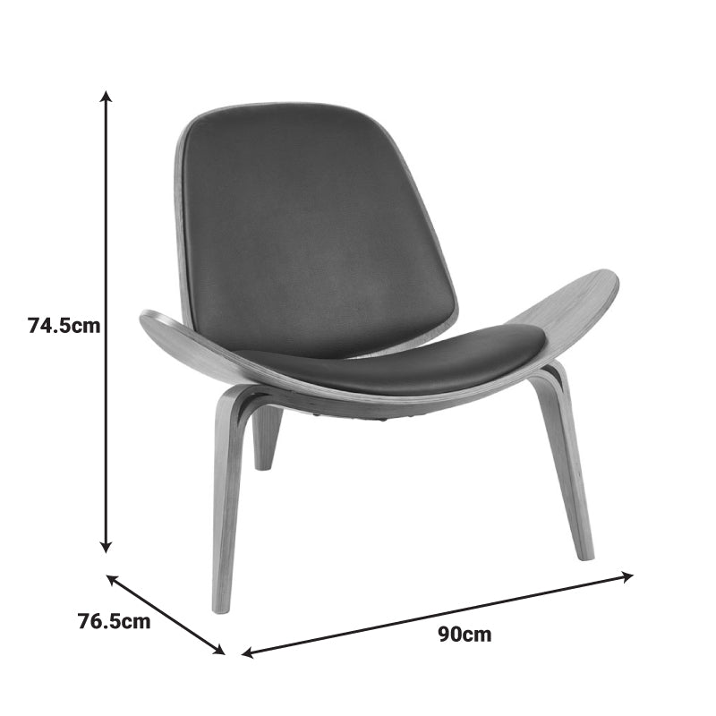 Fotoliu Vilma, Piele PU, 90x77x75 cm - Negru