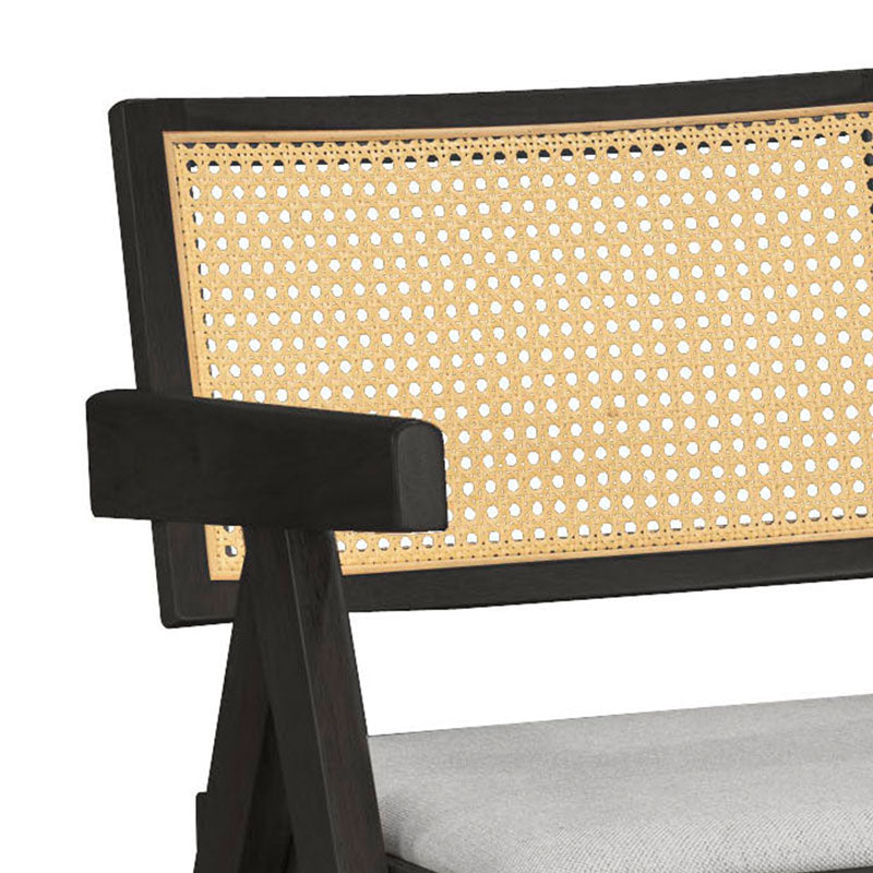 Fotoliu Winslow negru PVC ratan Natural tesatura, Gri, 64x56 cm, imagine suplimentara