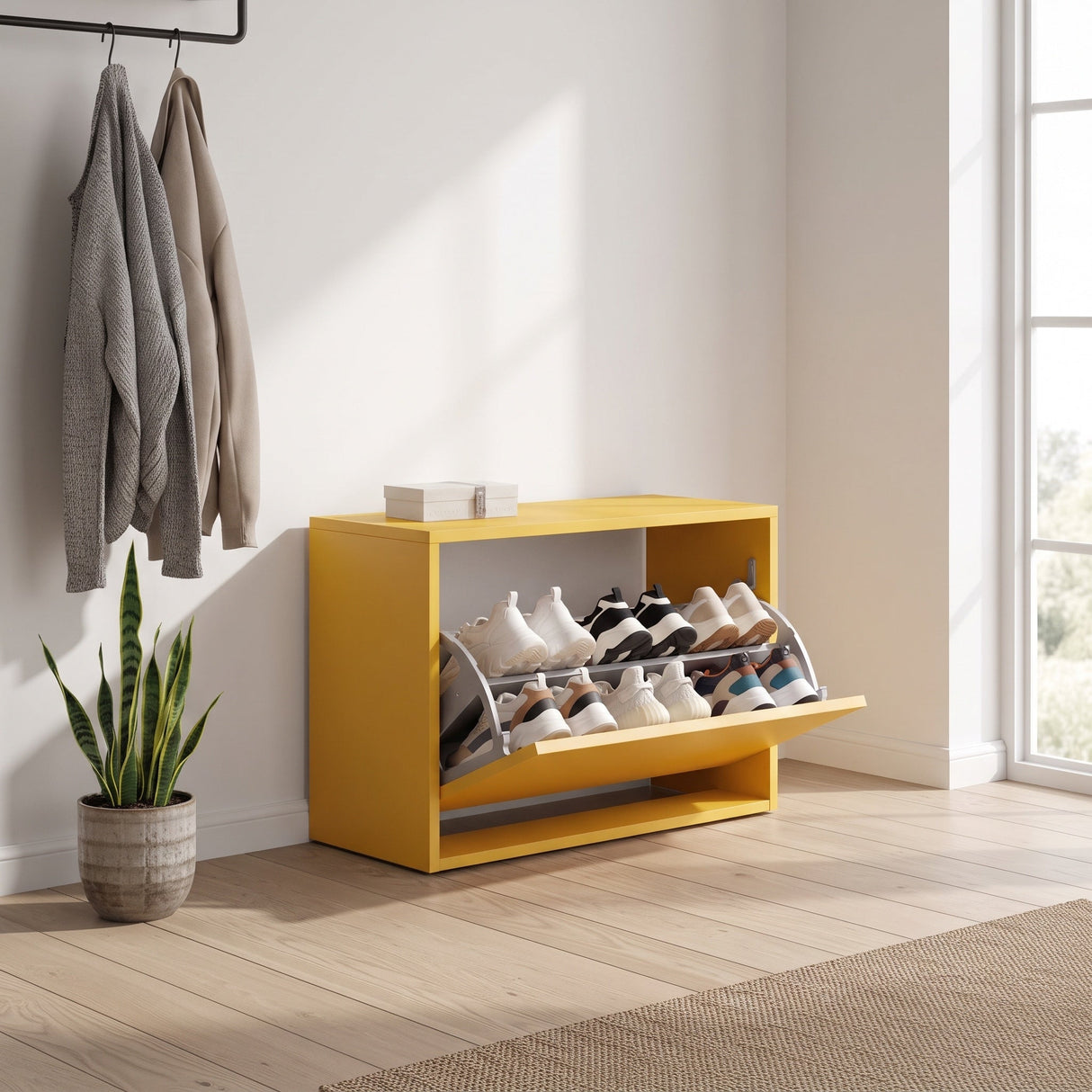 Pantofar Băncuță SHC-110-BB-1 Home Collection®, cu Șezut, 6 Perechi, 60x42x30 cm - Galben | SKU: SHC-110-HH-1
