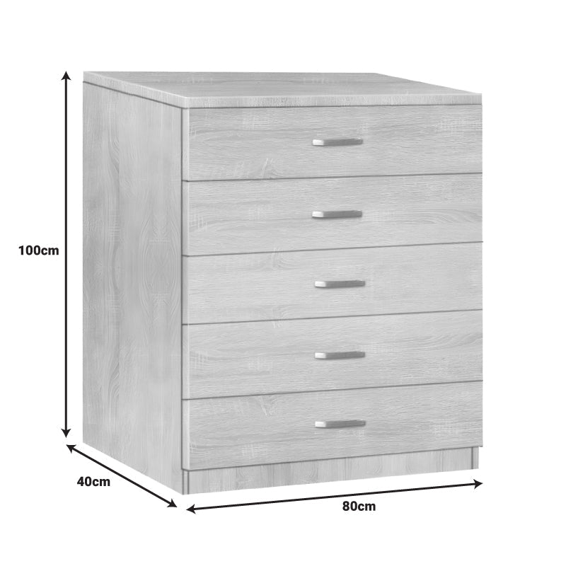Gioko Comoda cu 5 sertare, nuc, 80x40x100 cm