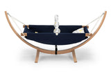 Hamac pentru copii cu suport Bliss, Maro - Albastru inchis, 66x62x147 cm - Albastru inchis