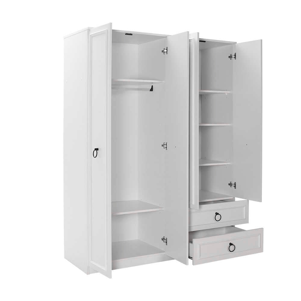 Dulap Haine GRD-1342-BB-3 Home Collection® Hampton, 4 usi si 2 sertare, Alb, 140x185x52 cm