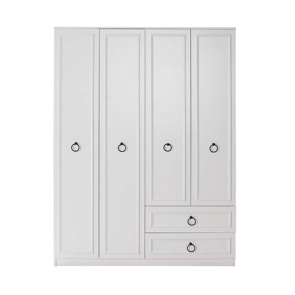 Dulap Haine GRD-1342-BB-3 Home Collection® Hampton, 4 usi si 2 sertare, Alb, 140x185x52 cm