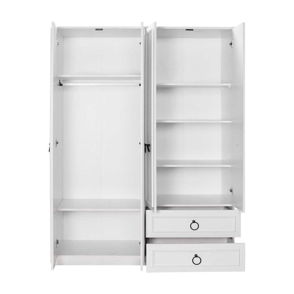 Dulap Haine GRD-1342-BB-3 Home Collection® Hampton, 4 usi si 2 sertare, Alb, 140x185x52 cm
