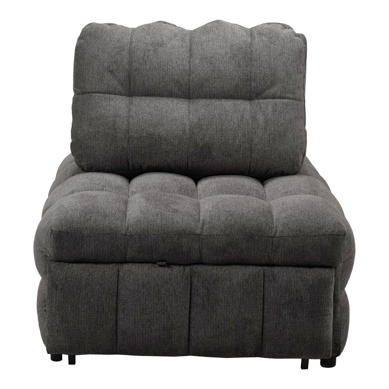 Jelica fotoliu-bed cu gri stofă 88x110x86cm, Gri-Negru