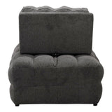 Jelica fotoliu-bed cu gri stofă, Gri - Negru, 88x110x86 cm