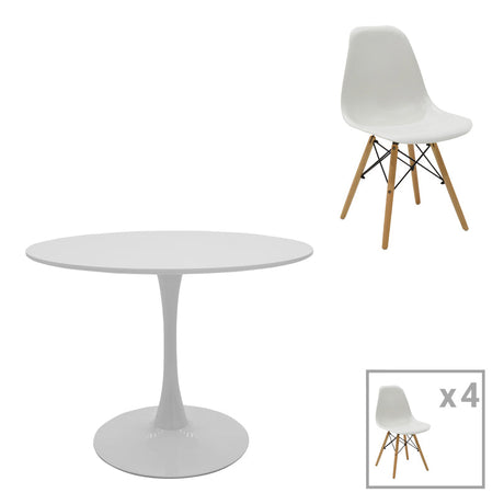 Julita-Balou set de Masa 5 -mdf, Alb, D100x75 cm