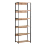 Kaliano stejar-negru metal Bibliotecă, 60x35x177 cm