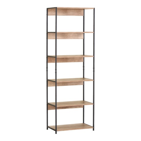 Kaliano stejar-negru metal Bibliotecă, 60x35x177 cm